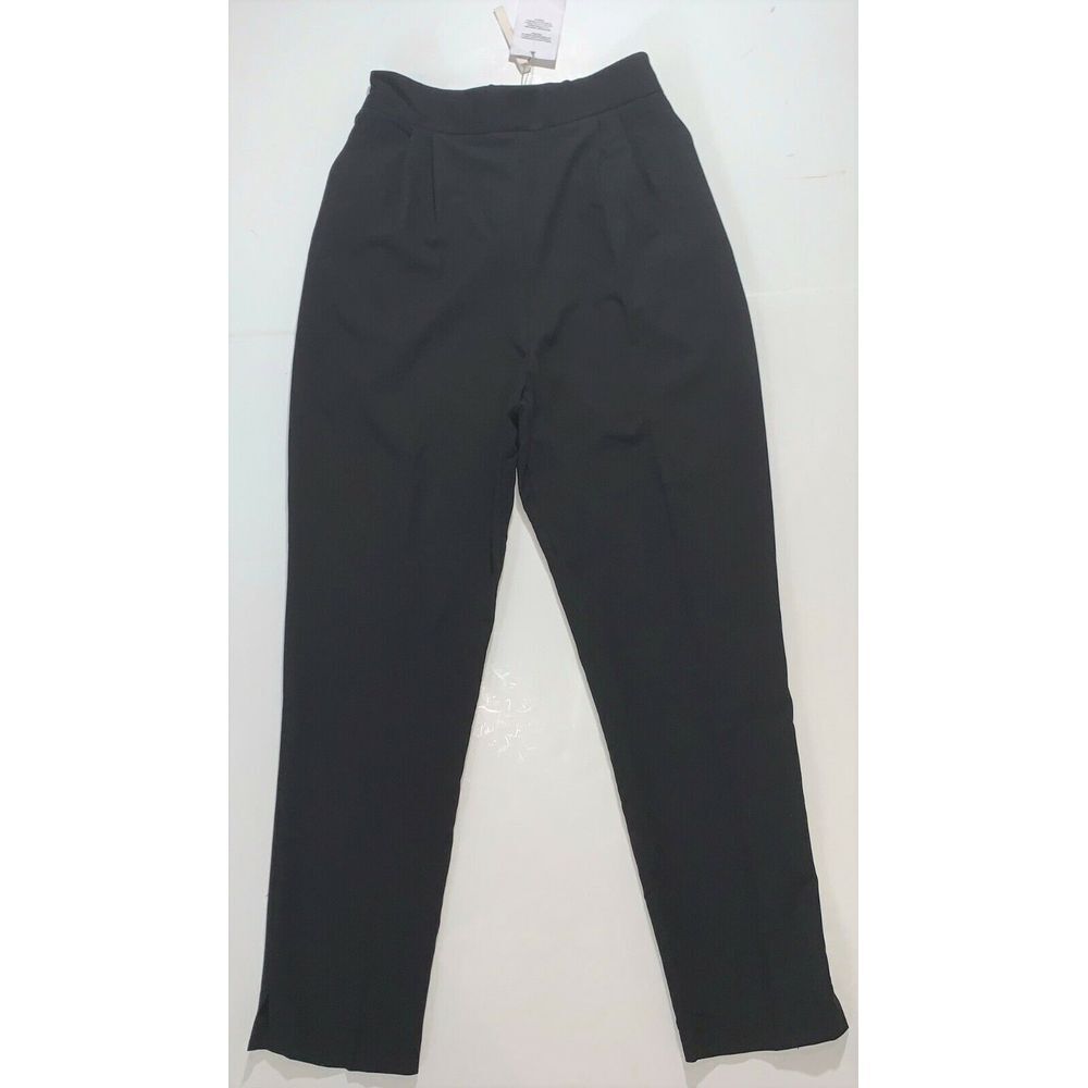 NEW ASOS Black Pleated Slacks Side Zip Dress Pants Women UK 12 12L US 8 8L NWT